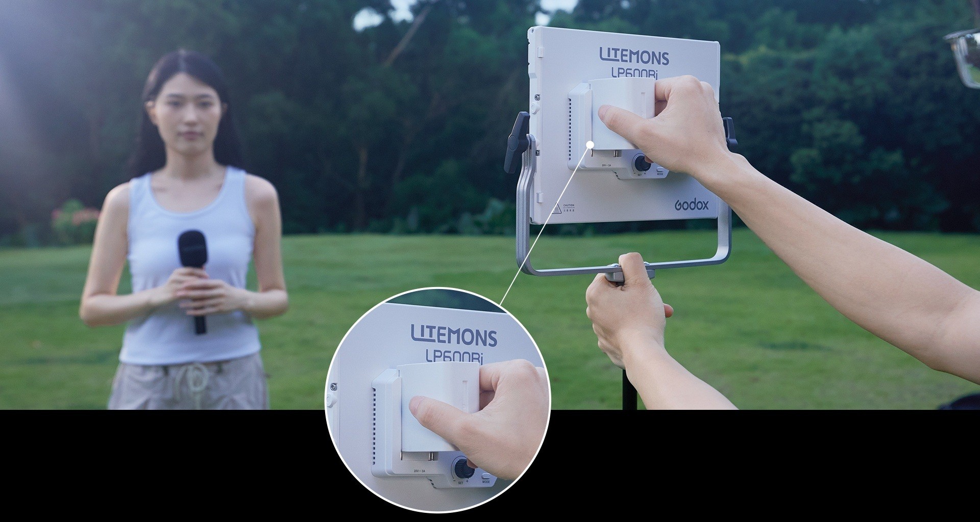 Godox LP600R AC ve NP-F batarya seçenekleri