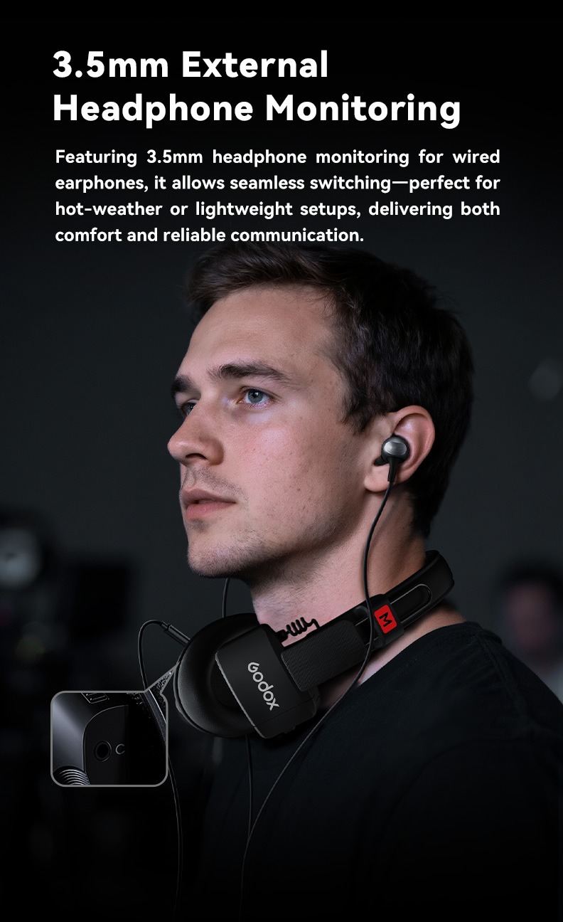 Godox SkyTalk H20S — 3,5 mm harici kulaklık izleme