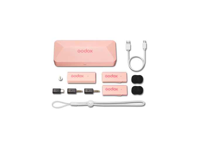 Godox MoveLink Mini Kablosuz Mikrofon Kit2 (Type-C Uyumlu/Pembe) 