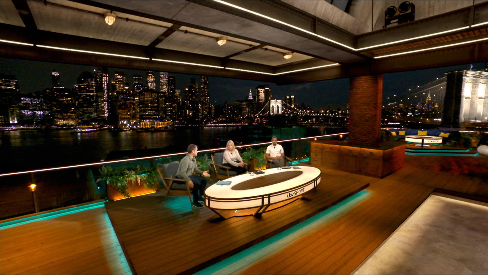 ITV Sport New York rooftop st&uuml;dyo Aputure ışık kurulumu